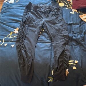 Athleta Black Ruched Track Joggers